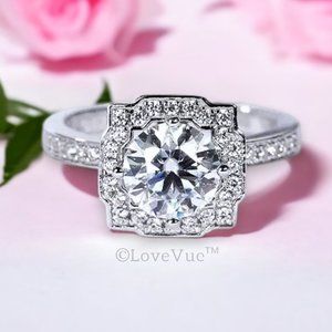 Certified 1ct. t.w. Moissanite Diamond Halo Engagement Wedding Ring VVS1